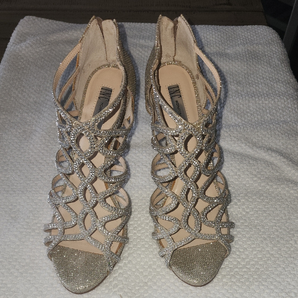 INC International Concepts Glittering Silver Heels
